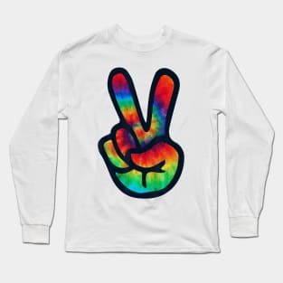 PEACE SIGN Hand Tie Dye T Shirt Hippies Christmas Long Sleeve T-Shirt